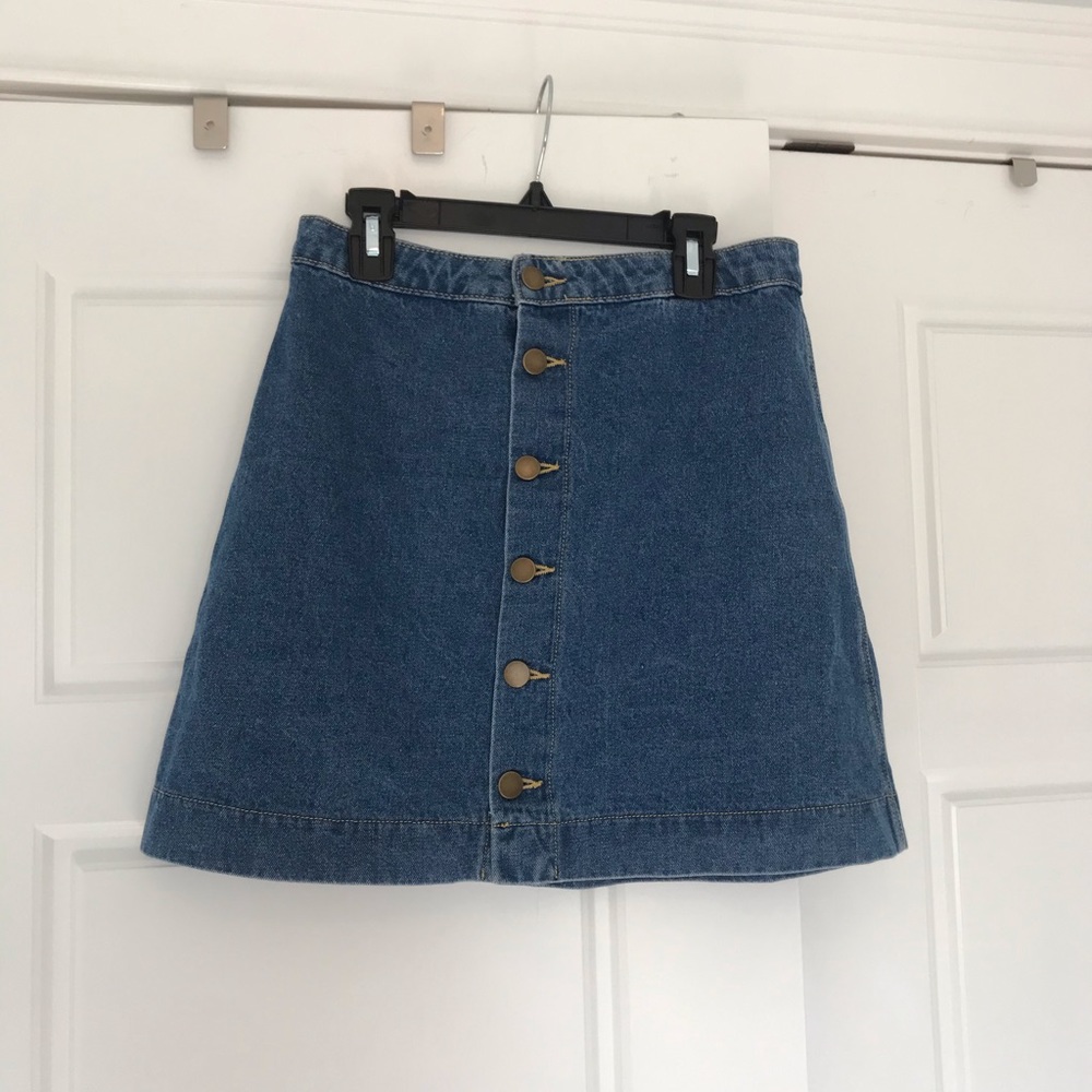 American Apparel Button Front Denim Mini Skirt